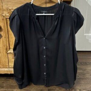 Current Air Black Blouse With Puff Sleeves